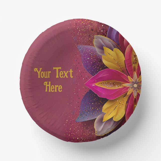 Elegante Blumenhochzeit Pappteller (Vorderseite)