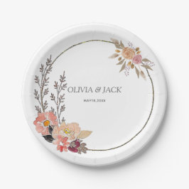 Elegante Blumenhochzeit Pappteller