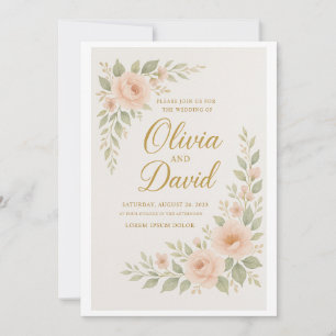 "Elegante Blumenhochzeit   Personalisierbar Einladung