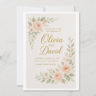 "Elegante Blumenhochzeit | Personalisierbar Einladung