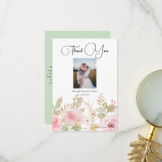 Elegante Blumenhochzeit Personalisiert Dankeskarte