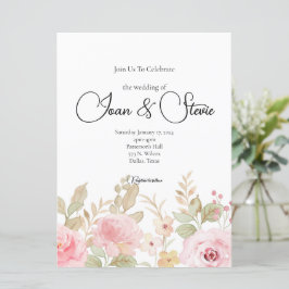 Elegante Blumenhochzeit Personalisiert Einladung