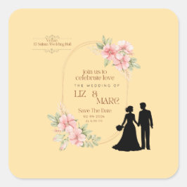 Elegante Blumenhochzeit Quadratischer Aufkleber