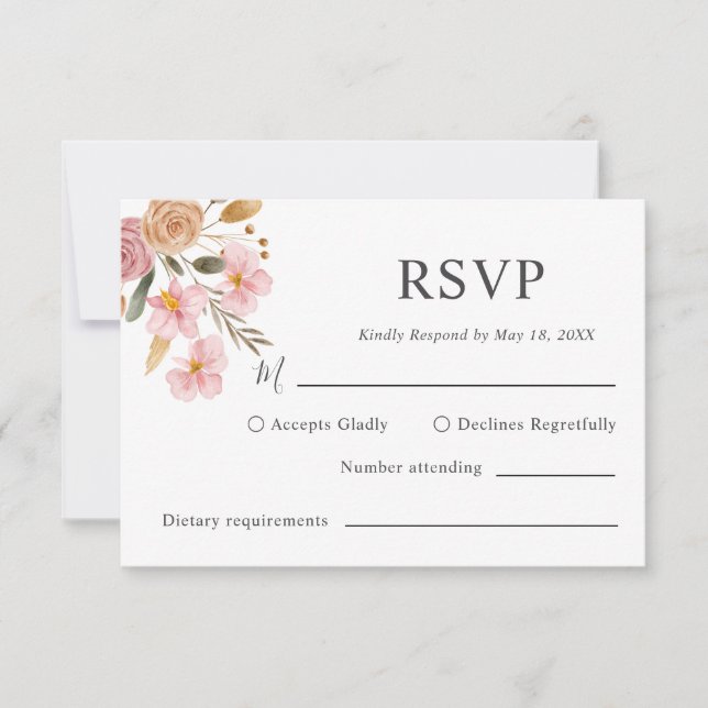 Elegante Blumenhochzeit RSVP Karte (Vorderseite)