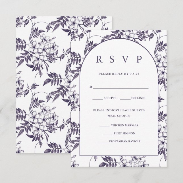 Elegante Blumenhochzeit RSVP Karte (Vorne/Hinten)