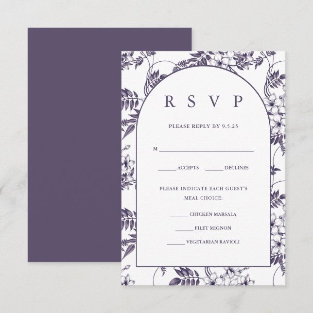 Elegante Blumenhochzeit RSVP Karte (Vorne/Hinten)