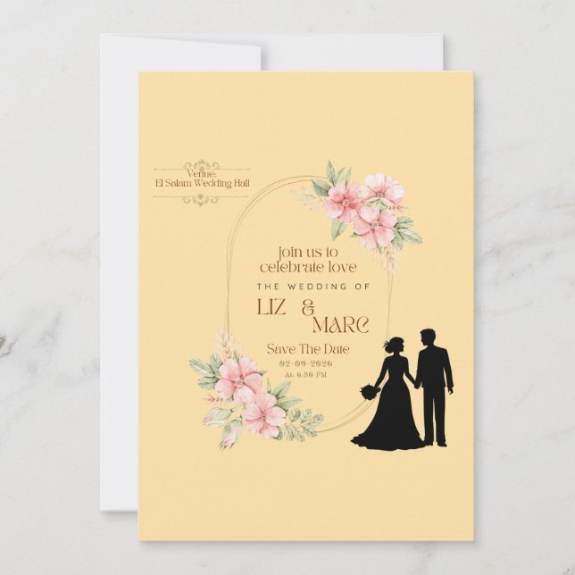 Elegante Blumenhochzeit Save The Date (Vorderseite)