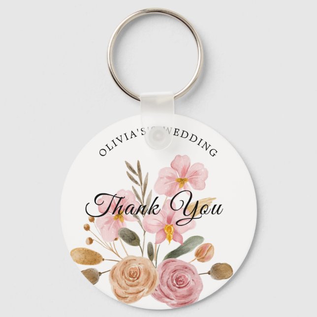 Elegante Blumenhochzeit Schlüsselanhänger (Vorderseite)