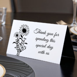 Elegante Blumenhochzeit Schwarz-weiß Dankeschön Pa