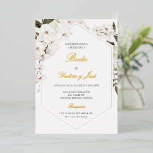 Elegante Blumenhochzeit Spanische Einladung