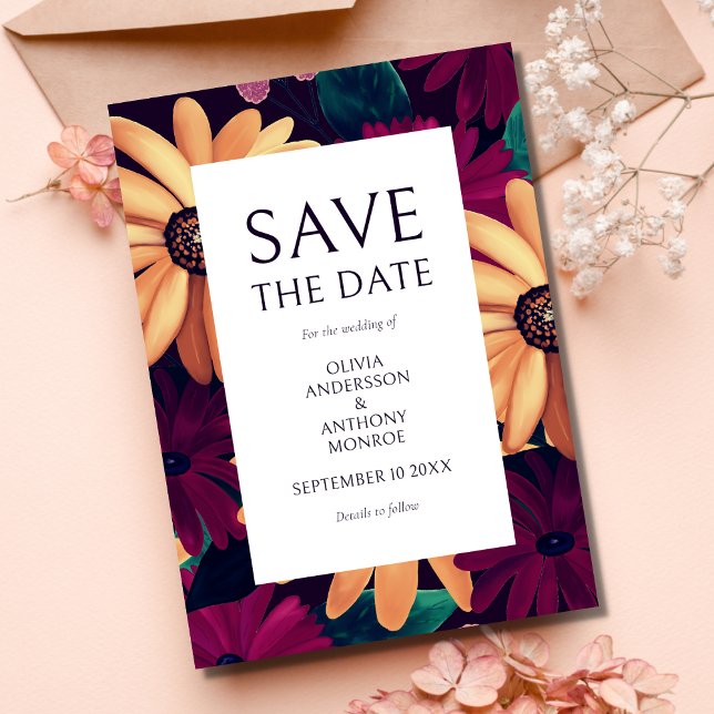 Elegante Blumenhochzeiten speichern das Datum Save The Date (Von Creator hochgeladen)