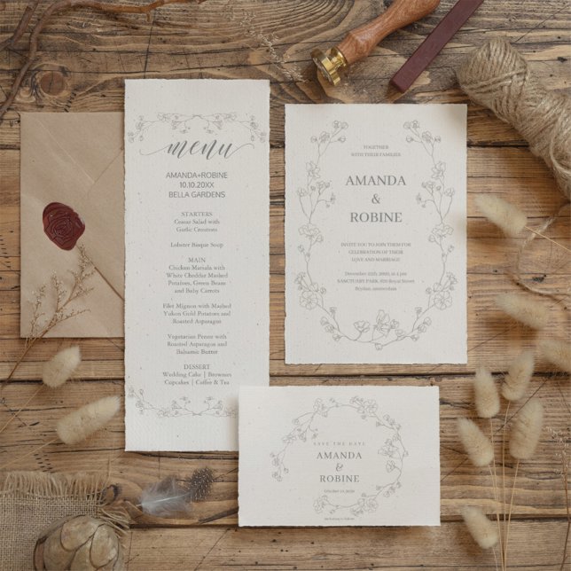 Elegante Blumenhochzeiten speichern das Datum Save The Date (Von Creator hochgeladen)