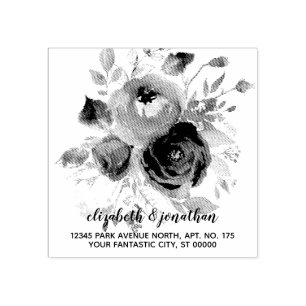 Elegante Blumenhochzeits-Rücksendeadresse Gummistempel