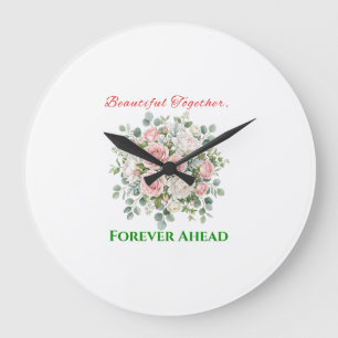 Elegante Blumenhochzeitsuhr Große Wanduhr
