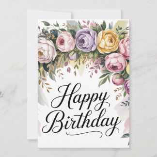 Elegante Blumenkarte - Aquarellfarbene Blume Feiertagskarte