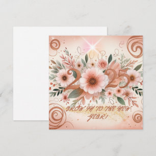 Elegante Blumenkarte für das neue Jahr 2025 Feiertagskarte
