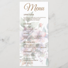 Elegante Blumenkarte mit Aquarellfarben Menükarte