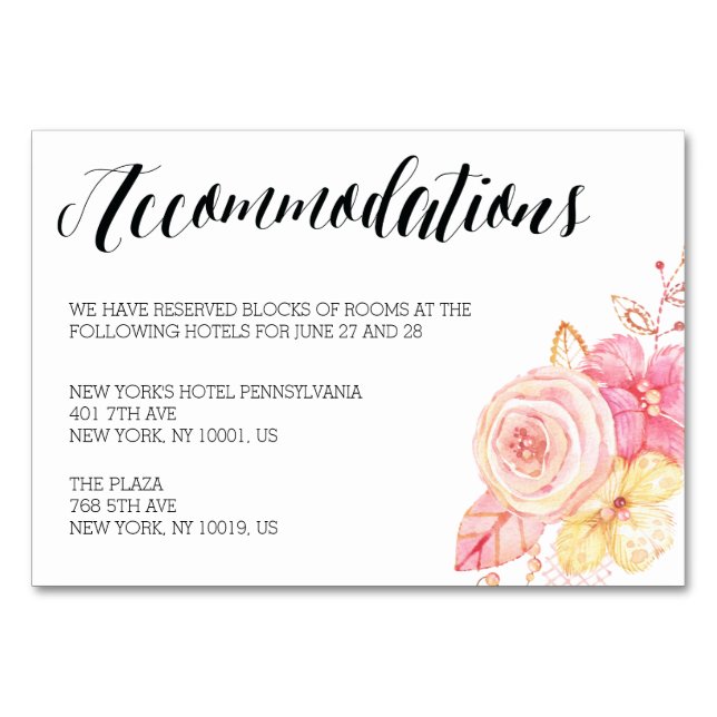 Elegante Blumenkarten für Hochzeiten Tischnummer (Vorderseite)