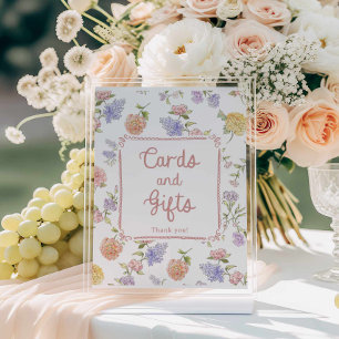Elegante Blumenkarten und Geschenke für Brautparty Poster