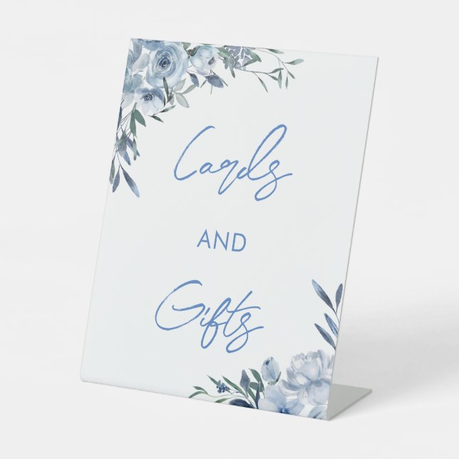 Elegante Blumenkarten und Geschenktisch Sockelschild (Vorderseite)