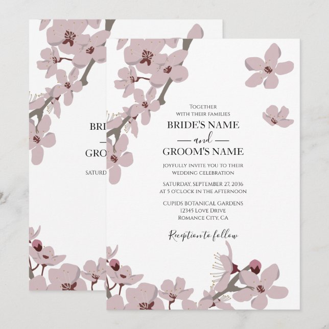 Elegante Blumenkirche Blossom Hochzeitseinladungen Einladung (Vorne/Hinten)