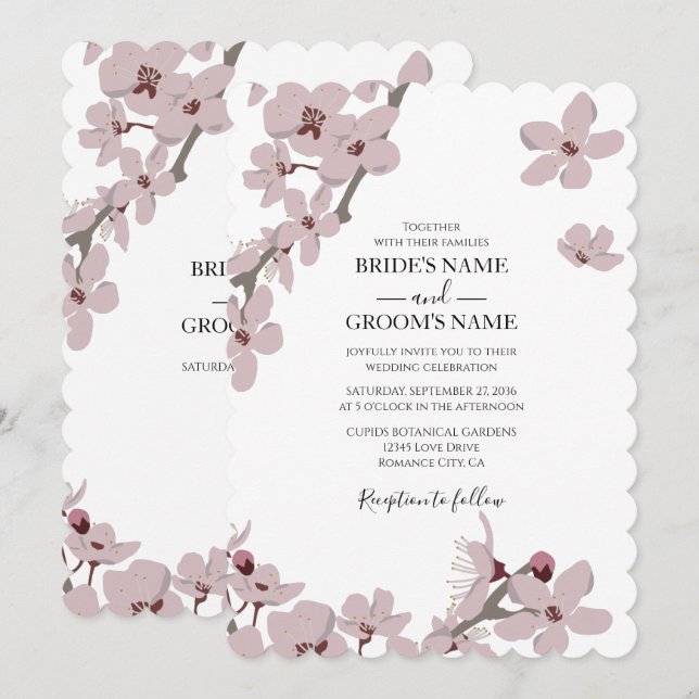 Elegante Blumenkirche Blossom Hochzeitseinladungen Einladung (Vorne/Hinten)