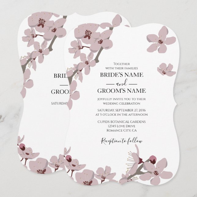 Elegante Blumenkirche Blossom Hochzeitseinladungen Einladung (Vorne/Hinten)