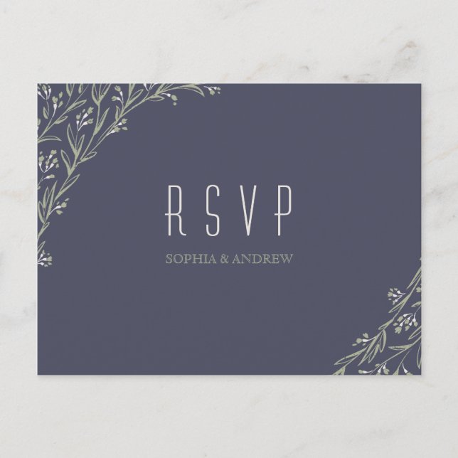 Elegante Blumenklatsche rustikale Hochzeit RSVP Einladungspostkarte (Vorderseite)
