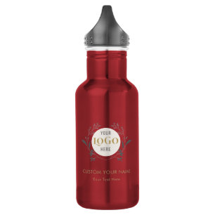 Elegante Blumenkranz-Vorlage mit individuellem Log Edelstahlflasche