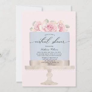 elegante Blumenkuchen virtuelle Dusche Einladung