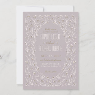 Elegante Blumenlila lila rustikale Hochzeit Einladung