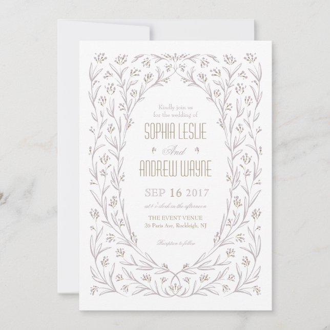 Elegante Blumenlila lila rustikale Hochzeit Einladung (Vorderseite)