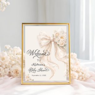 Elegante Blumenmädchen-Baby-Shower-Willkommen mit Poster