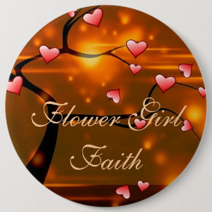 Elegante Blumenmädchen-Hochzeit Button