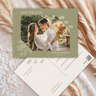Elegante Blumenmoos Grüne Hochzeit speichern das D Postkarte