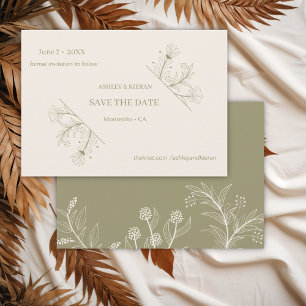 Elegante Blumenmoos Grüne Hochzeit speichern das D Save The Date