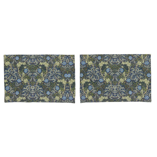 Elegante Blumenmuster-Blume Meeresalgen Grün Blau Kissenbezug (Vorderseite-Set)