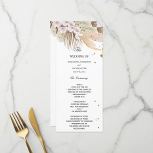 Elegante Blumenorchideen & Pampas Schönheitsrahmen Menükarte