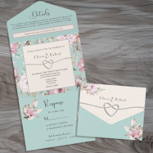 Elegante Blumenpastellfarben Rosa und Blau Hochzei