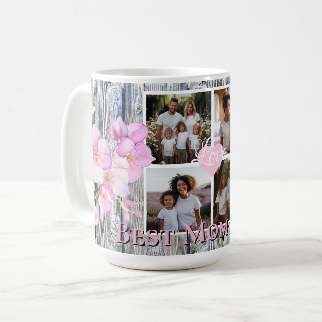 Elegante Blumenpracht Personalisiert 4 Foto Best M Kaffeetasse (Vorderseite Links)