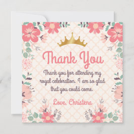 Elegante Blumenprinzessin Geburtstag Dankeschön-Ka Dankeskarte