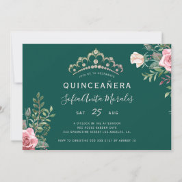 Elegante Blumenprinzessin tiara green Quinceanera  Einladung