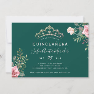 Elegante Blumenprinzessin tiara green Quinceanera  Einladung