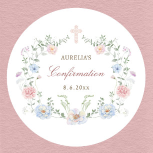 Elegante Blumenrahmen-Bestätigung Runder Aufkleber