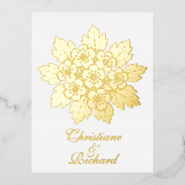 Elegante Blumenrosetten-Hochzeitseinladung Folie Einladungspostkarte