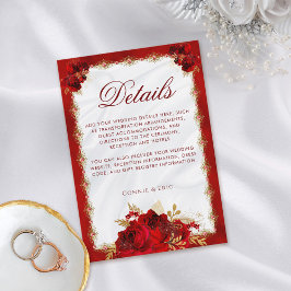 Elegante Blumenrote und Gold-Hochzeiten Details Begleitkarte