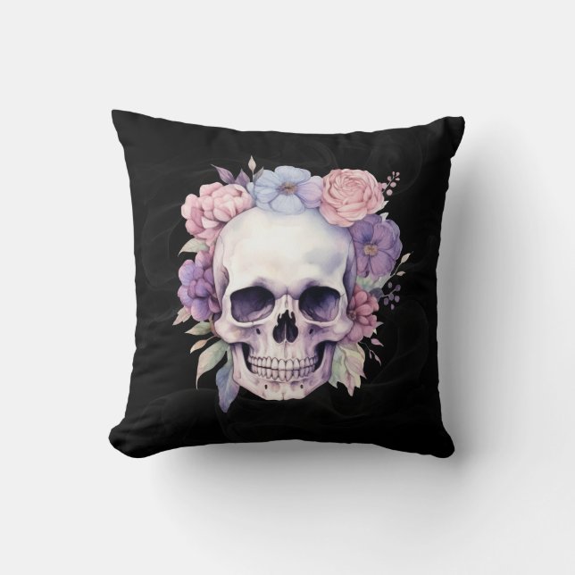 Elegante Blumenschädel Gotische Halloween-Dekorati Kissen (Vorderseite)
