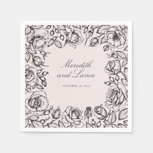 Elegante Blumenschrift Serviette (Vorderseite)