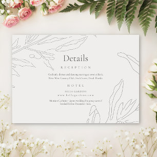 Elegante Blumenskizze Details zur Hochzeit Begleitkarte