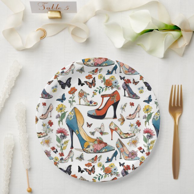 Elegante Blumenstrauß-Blume Schmetterlinge Pappteller (Hochzeit)